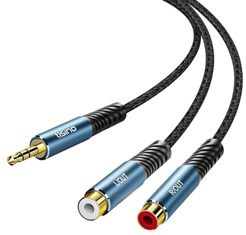 Tisino 3,5mm Klinke auf Cinch Klinke Stereo Audiokabel RCA Kabel, 3m | RCA Stereo Audio Adapterkabel, HiFi Sound 3,5mm TRS auf 2 Cinch Anschluss für MP4/Tablet/Lautsprecher/Verstärker