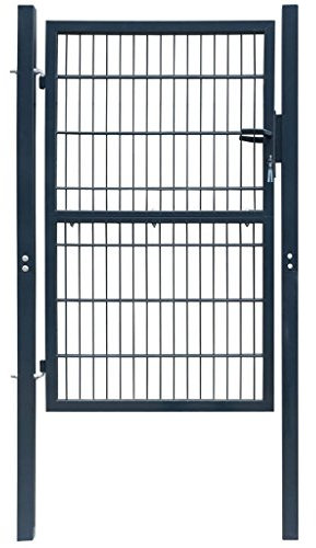 Wrought Iron Garden Gate with Powder Coated Finish Easy Installation and Sturdy Hinges Anthracite Grey 106 x 230 cm