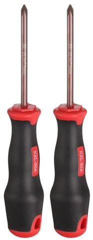 sourcing map 2pcs PH1 Phillips Screwdriver #1 7.09 Magnetic Screwdrivers 4.13 Heat-Treated S2 Alloy Steel with Ergonomic Handle for DIY Repairing, Red Brown