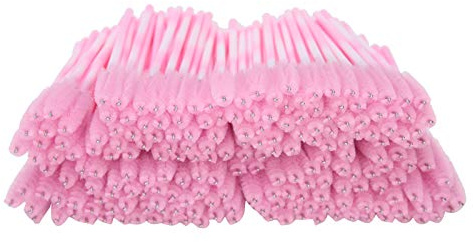 Bärbar Engångsfransborste | Resemascara ögonfransborste med Fibröst Huvud | Förpackning med 200 Rosa Sminkverktygstillbehör för Daglig och Salonganvändning (Rosa)