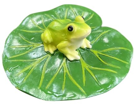 FewNvWa Feuille de Nénuphar Flottante avec Figurine de Grenouille 10 X 4 Cm pour Rocailles de Cour