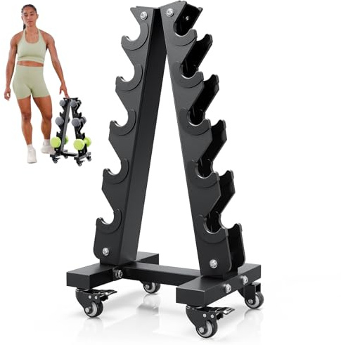 YOLEO Schwerlast-Hantelständer mit Rollen – Verstellbares Gewichtsregal, 200 kg Tragfähigkeit, platzsparender Fitness-Organizer für Zuhause, rutschfest & fingerschonend (nur Regal)(Large)