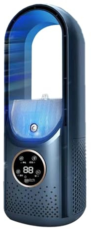 Ventilador de enfriamiento de mesa humidificador sin hojas, ventilador humidificador, ventilador de refrigeración sin hojas, 6 niveles de velocidad, recipiente de agua de 100 ml, temporizador de coche