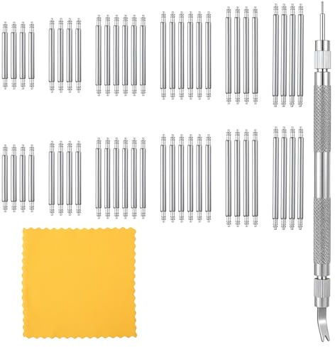Gtziqa Federstegwerkzeug Set, Uhrenarmband Stifte Federstege Werkzeug mit 56 Stück Edelstahl Federsteg (16-26mm) Uhrmacherwerkzeug Set Uhr Entferner Repair Tool für Uhren Armbänder