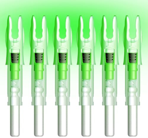 Linpeng Lot de 6 encoches lumineuses pour flèches avec interrupteur marche/arrêt pour la chasse au tir à l'arc 165/G. 204/X. 233/H. 244/S. 246/GT