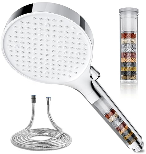 Magichome Duschkopf mit Filter, Hochdruck Duschkopf mit Schlauch 1,5M, Handbrause 6 Strahlarten, Duschkopf in 25 Schichten Filtration Duschbrause für Hartes Wasser,Rest-Chlor,Bakterien, Schwermetall
