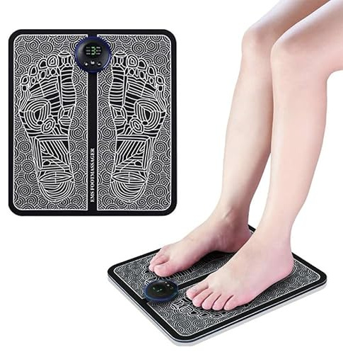 OrthoLeben EMSPad Tragbares elektrisches Fußmassagegerät mit 8 Modi & 19 Intensitätsstufen zur Förderung der Durchblutung und Linderung von Muskelschmerzen