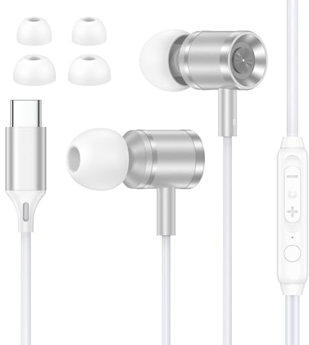 USB C Headphones Wired for Samsung Galaxy A16 5G A17 A15 A56 A57 A55 A54 A36 S26 Ultra S25 FE S24 S23 S22 S21, Type C Earphones Wired In Ear Earbuds with Mic & Volume Control for iPhone 17 16 15 Pro