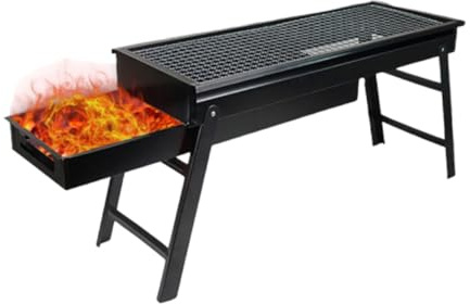 ifundom Portable Bbq Grill Charcoal Stove Stand Folding Outdoor Barbecue Grill with Drawer for Camping Picnic Black Compact Lightweight Roasting Rack Suitable for Travel and Outdoor
