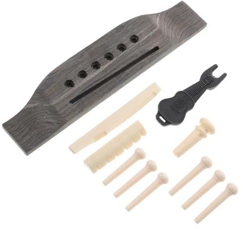 MOTHNUR Akustische Gitarre Brücke Pins Set aus Massivem Holz Polierte Ersatzbrücke und Sattelstifte Robustes Gitarren zubehör für Brücke und Saitenwechsel Geeignet für Gitarrenwartung