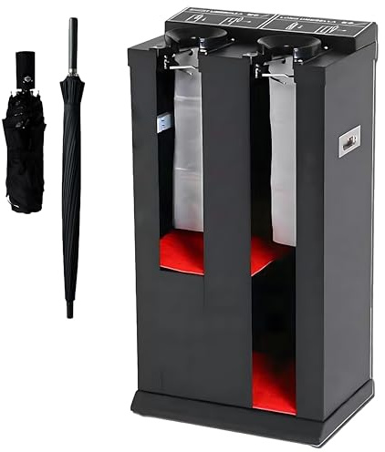 UPLTOE Máquina Automática De Bolsas para Paraguas,Envolvedora Comercial De Bolsas para Paraguas Mojados De Doble Cabezal,Soporte para Paraguas De Interior,Incluye 200 Bolsas para Paraguas Black
