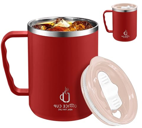 2-pack isolerad kaffe resemugg tumlare, läckagesäker resetemugg, rostfritt stål kaffekopp med handtag, 500 ml (16 oz)