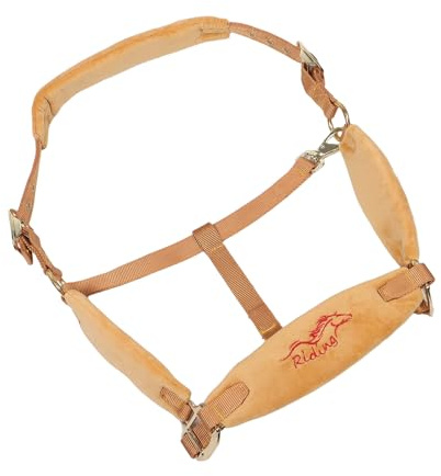 SHERCHPRY Cabestro de Caballo Ajustable Acolchado Grande Amarillo Cuerda de Poliéster Equipo de Entrenamiento Ecuestre Resistente para Establos Ranchos y Uso en Senderos