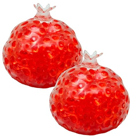 Granatapfel Stressball 2 Stück, Rot – Weicher Handtrainer zum Stressabbau & gegen Angst, 7cm Squeeze-Spielzeug für Entspannung zu Hause & Unterwegs