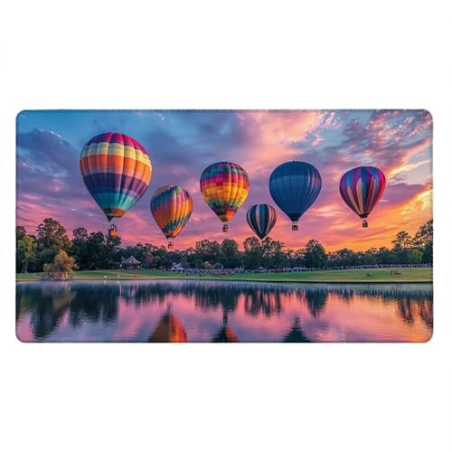 Tappetino Mouse Gaming XXL, 600x300x3mm Grande Tappetino Scrivania Cuciti Base in Gomma, Mouse Pad Impermeabile Antiscivolo, Desktop Migliora Precisione Velocità (Lago Palloncino Caldo) xR7-671