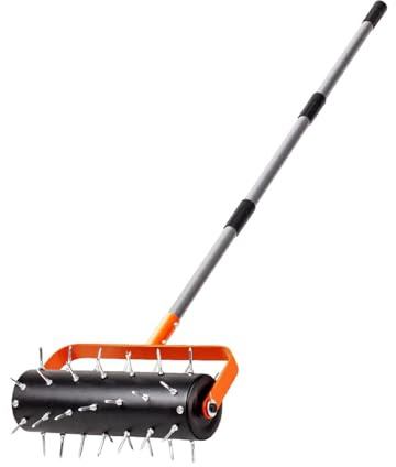 ZGUZMCMK Rolling Lawn Aerator Rasenlüfter Handgerät Rasenbelüfter Spikewalze mit Griff Zur Belüftung Aller Bodentypen für Private Gärten Hob, 1.2 M
