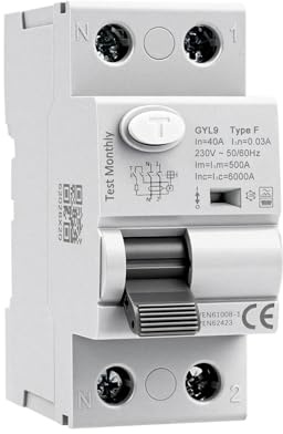 Interruttore magnetotermico differenziale Tipo F 40A 30mA 2 poli salvavita 40A 0.03A 6kA 2P RCCB AC230V interruttore differenziale adatto per apparecchiature a frequenza variabile monofase GYL9