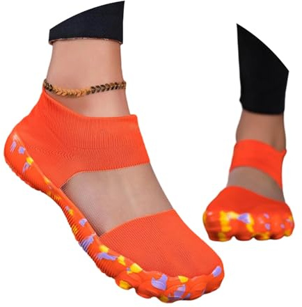Wasserschuhe Herren Badeschuhe Damen Strandschuhe Schwimmschuhe Surfschuhe Aquaschuhe Breathable Schnelltrockend Schuhe Beach Pool Surfen Unisex Wasser -Badeschuhe Bathing Shoes Orange Size 35