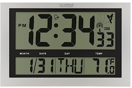 La Crosse Technology Atomic Wall/Table Clock, Plastic, 10.75-inch H x 16.75-inch W x 1.38-inch D (513-1211)