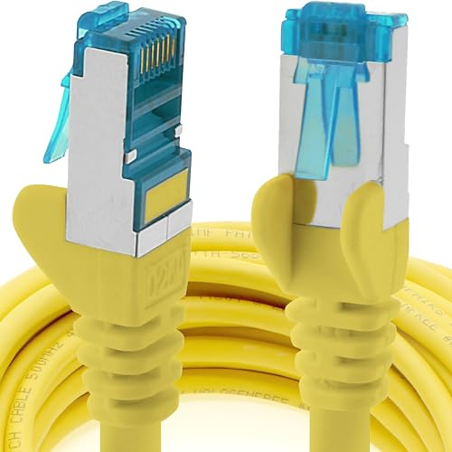 1aTTack.de 10m - CAT6a - Netzwerkkabel gelb - 1 Stück CAT 6 A Patchkabel 10000 Mbit s SFTP PIMF 500 MHz kompatibel zu CAT5 CAT6 CAT7 DSL Internet Switch Router