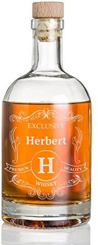 Whiskyflasche mit Gravur 700 ml mit Korken - Whiskey Dekanter Personalisiert - Geschenkidee zum Geburtstag für Mann - Whisky-Karaffe für Whiskyliebhaber - Männergeschenk - Motiv Barock rustikal