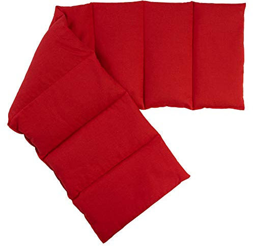 Johanniskernkissen 75x20cm groß 8-Kammer, kirschrot - Wärmekissen, Körnerkissen für Mikrowelle und Backofen