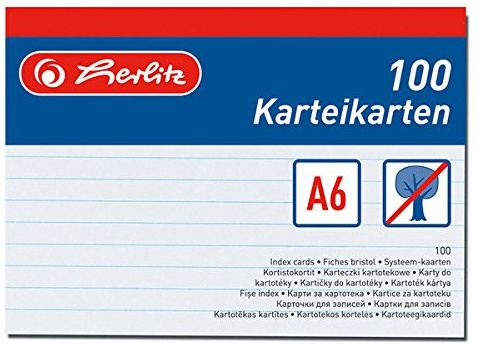 Herlitz Karteikarten A6, Liniert (200 Stück, Weiß)