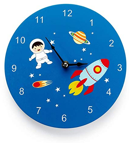 Mousehouse - orologio in legno per bambini - tema spazio