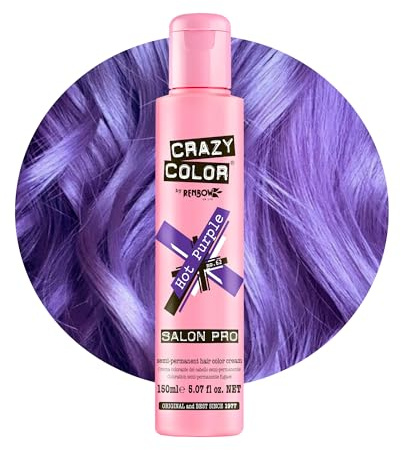 Crazy Color Hot Purple Semi-Permanent Hair Dye 150ml | Highly Pigmented Royal Purple Conditioning & Oil Nourishing Vegan Formula, No Bleach or Ammonia, Limited Edition Size