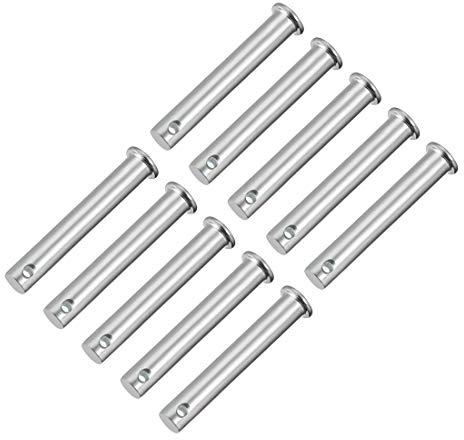 sourcing map 10 Stück Steckbolzen Einloch Gabelbolzen 10mm x 55mm Splintstift Flachkopf verzinkter Stahl Lochbolzen