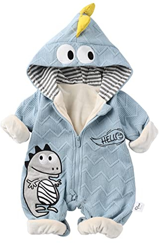 Baby pojkar flickor sparkdräkt huva dinosaurie jumpsuit spädbarn bomull sovdräkt långärmad onesie pyjamas dragkedja kläder
