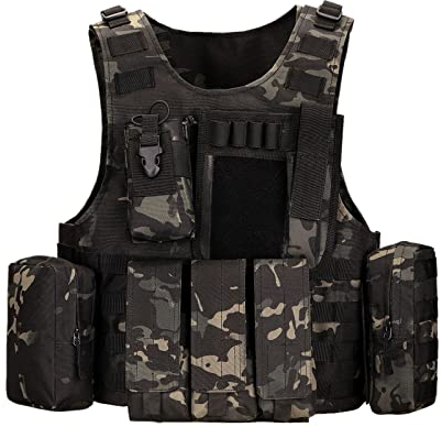HUNTVP Taktische Weste Airsoft Weste Tactical Vest Militär Einstellbar für CS Spiele militärisch Fans Paintball Outdoor Wandern Bergsteigen Trekking, Camouflage