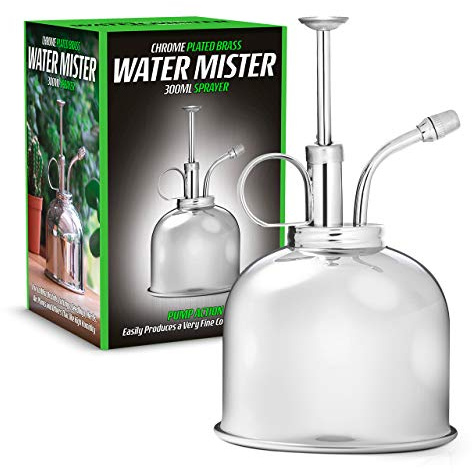 CKB LTD Chrome Plated Solid Brass Water Mister 300ml Vintage Style Premium Classic Indoor Sprayer Bottle Decorative Plant Mister with Top Pump Metal Watering Pumpkin For Air Plants, Orchids & More
