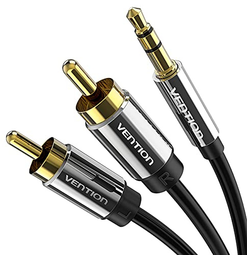 Vention Câble RCA Jack Audio Cordon Jack 3.5mm vers 2 RCA Mâle Y Auxiliaire Audio Stéréo Câble, Compatible avec Autoradio, Home Cinéma, Haut-parleur, TV, Stéréo, Amplificateur, PC, Smartphone (5M)