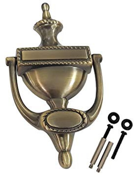 QCAA Türklopfer aus massivem Messing, viktorianischer Seil, 19,5 cm, antikes Messing, 1 Packung, hergestellt in Taiwan