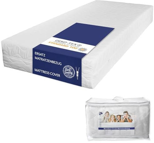 TULENA Matratzenbezug 90x200 cm, mit Reißverschluss, gesteppt, 20–22 cm | Ersatzbezug aus angenehm weicher, gesteppter Mikrofaser, abnehmbar, nicht wasserdicht und bei 60 °C waschbar.