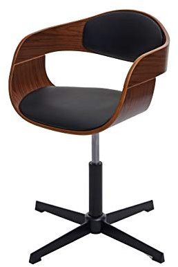 Mendler Chaise de Salle à Manger HWC-H46 Bois courbé Aspect Noyer Similicuir Noir