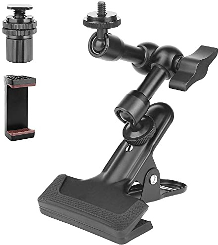 JEBUTU Super Clamp Camera Clamp Mount 5.5“ Magic Arm with 1/4 Thread, Articulating Friction Arm Tripod Camera Mount for DSLR Camera, Video Light