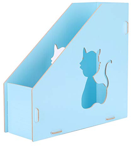 XGOPTS Stehsammler A4 Holz Stehordner Holz Katzeform Zeitschriftensammler | A4 Stehordner Holz Organizer, Tisch Organisator Kinder, Zeitschrifthalter Selbstmontiert Stehsammler für Büro Schule Zuhause