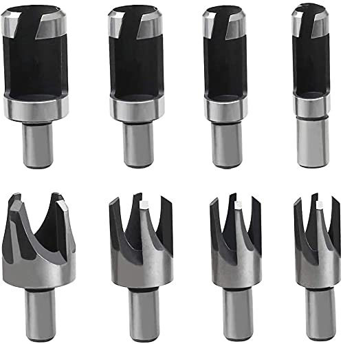 8pcs Holzdübelmacher Dübellochschneider Zapfen Kohlenstoffstahl Bohrer Set mit metrischem Schaft, konische Klaue HSS Kork für Holzbearbeitungswerkzeug 6 mm 10 mm 13 mm 16 mm