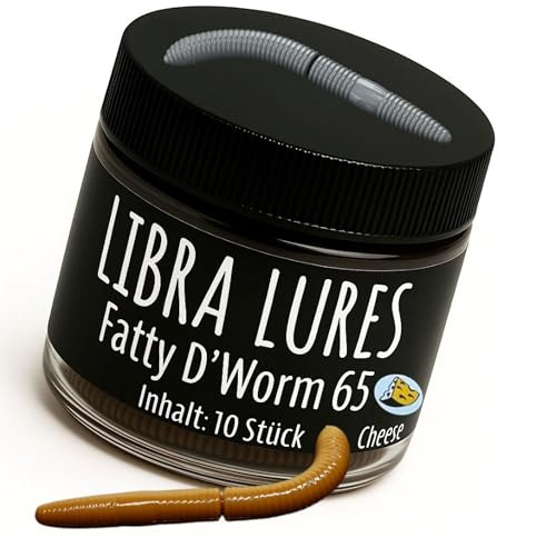 Libra Lures Fatty D`Worm 65mm Forellenköder Supersoft | 10 Stück | Aroma: Käse | Farbe: 036/ Coffee Milk | Gummiköder | Forellenköder Neuheiten | Erfolgreicher Forellen Angeln mit dem Fatty