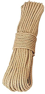 Natürliche Jute-Schnur, 8 mm natürliches Juteseil Schnur Hanf gedrehte Schnur 3 m - 50 m Makramee-Schnur DIY Handwerk Haustier Kratzen handgefertigte Dekoration (Farbe: 3 m) (Farbe: 10 m)