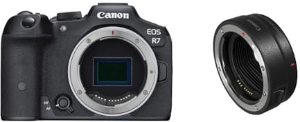 Canon EOS R7 Appareil Photo Hybride (Enregistrement vidéo 4K/30p, jusqu'à 15 IPS, WLAN, système de Mise au Point Dual Pixel CMOS AF II à Apprentissage en Profondeur) Noir & Bague d'adaptation EF
