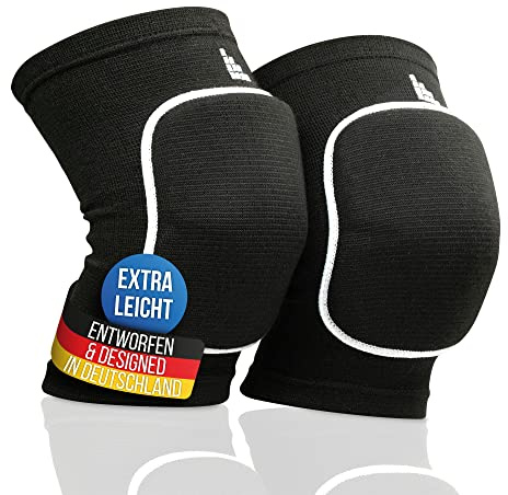 LAUTER SCHUTZ® Premium knee pads made of breathable fabric with kneecap pads for volleyball, handball, dancing, mountain biking & more (Ultralight, Black, XL)