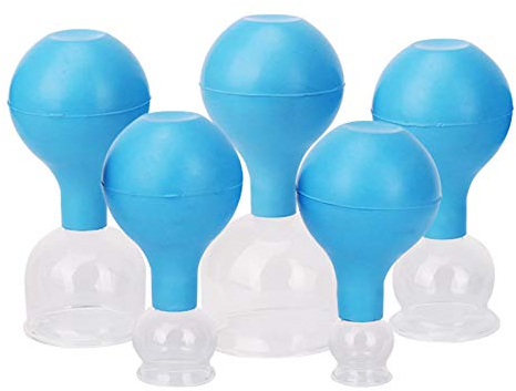 FOOJO 5-teiliges Schröpfset, professionelles Schröpftherapie-Set aus Glas, Vakuum-Schröpfbecher Familie Vakuumdosen mit Silikonkugel, für die Haut-Anti-Cellulite-Vakuumbehandlung zu Hause