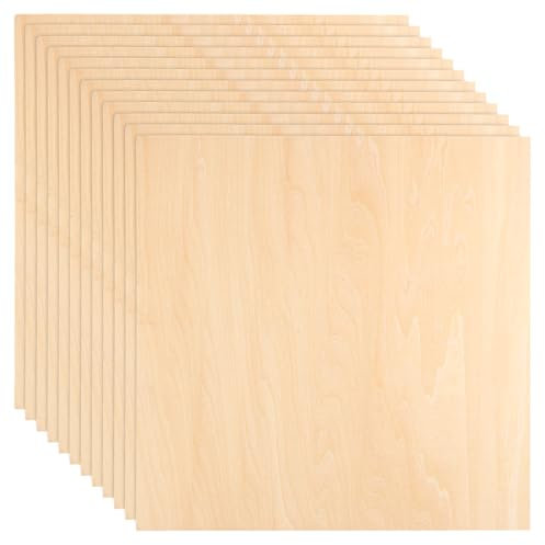 LOLYSIC 12 Stück Sperrholz 2mm Sperrholzplatte 300 x 300 x 2mm Lindenholz 2mm Bastelholz Holzplatten zum Basteln Rechteckige Balsaholzplatte A4 Holzplatte Dünnfür DIY Handwerk, Malen, Modell