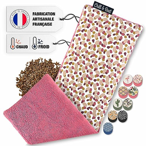 Chill&Rest - Bouillotte micro-onde fabriquée en France - Coussin chauffant cervicales - Bouillotte cervicale et épaule - Regles douloureuses - Cadeau anniversaire femme - Rose - La Terrazzo