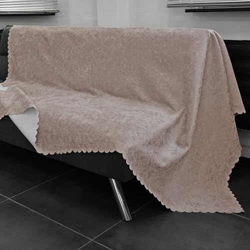 Nurtextil24 Sofaüberwurf rutschfest 165x205cm Überwurf BÜGELFREI Cappuccino | Couchdecke Überwurf Elastisch - Sofaschoner Sofaschutz speziellen Antirutsch-Rücken - Sessel Sofa Überwurfdecke
