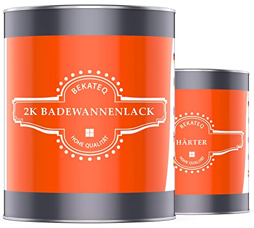 BEKATEQ Fliesenlack Badewannenlack 1kg Enzianblau - 2K PU Wandfliesen Bodenfliesen Lack, Badewannenbeschichtung, Badewannenfarbe - für Acryl, Emaille, GFK, Waschbecken, Duschtasse, Duschwanne LS-410