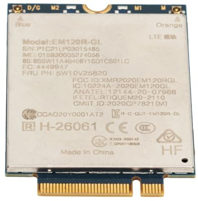 EM120R GL 4G LTE-Kartenmodul, M.2-Port 4G LTE-Netzwerkkarte Cat12 600 Mbit/s Wireless-Netzwerkkarte für ThinkPad X1 Yoga Gen 6 P15s Gen 2 T15p Gen 2 Laptop